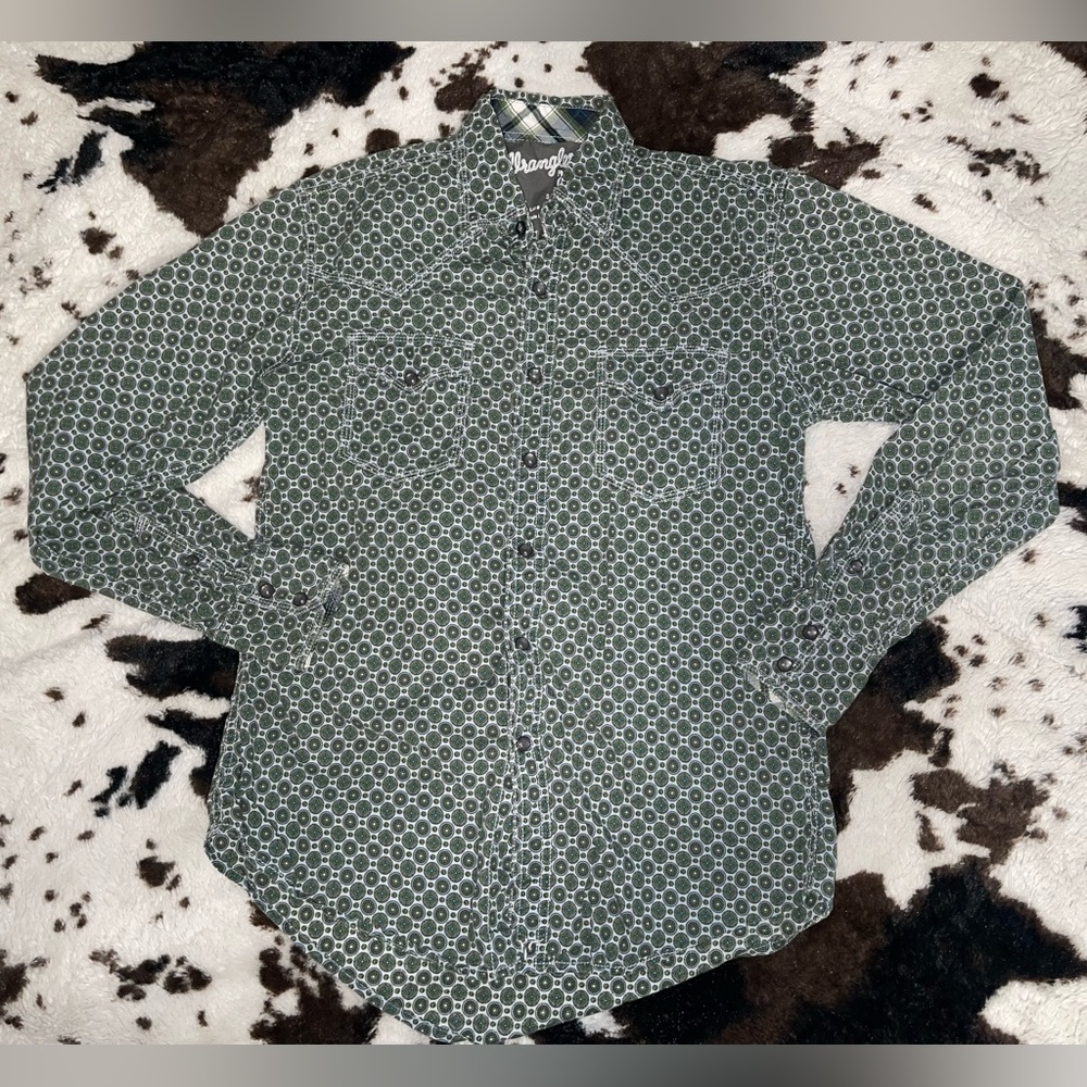 Vintage Green Wrangler Pearl Snap